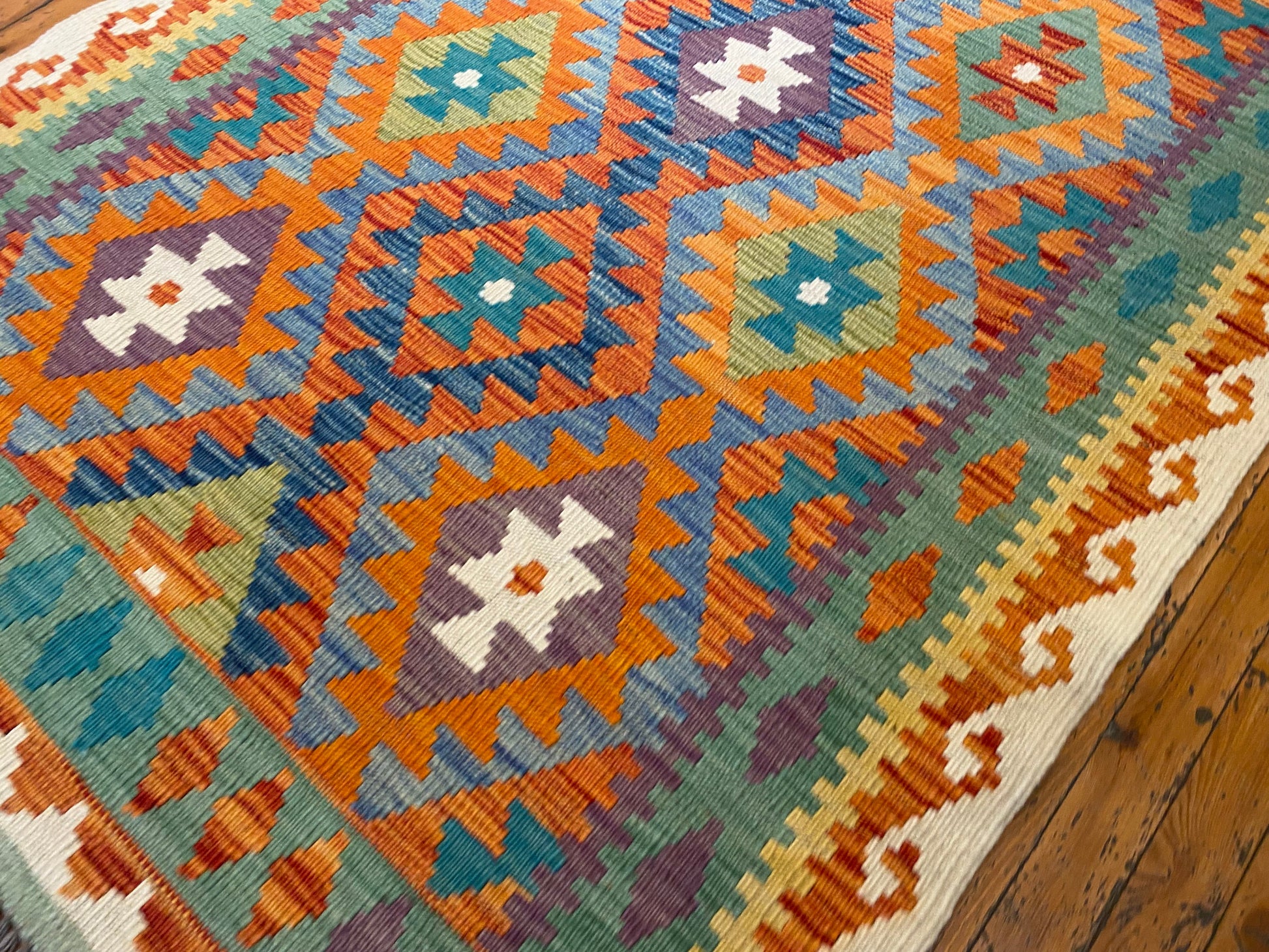 Geometric Handmade Kilim Rug 4x6 ft  - Authentic Anatolian Flatweave Cappadocia Rug Collection