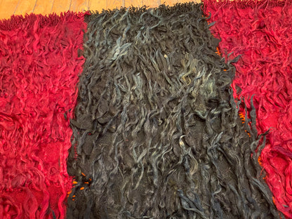 Authentic Turkish Tulu Rug – Handmade Wool Shag Carpet, Anatolian Tribal Design  3''x4'.8''