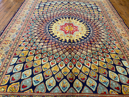 Hand-Knotted Wool Rug with Bold Geometric Pattern 5”x7”