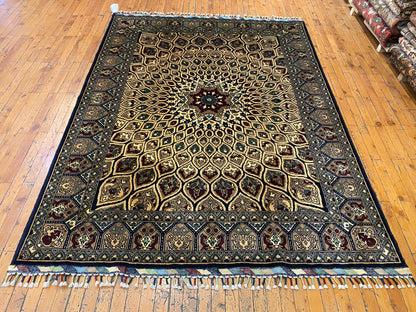 Hand-Knotted Pure Wool Oriental Rug with Geometric Pattern 5”x7”ft