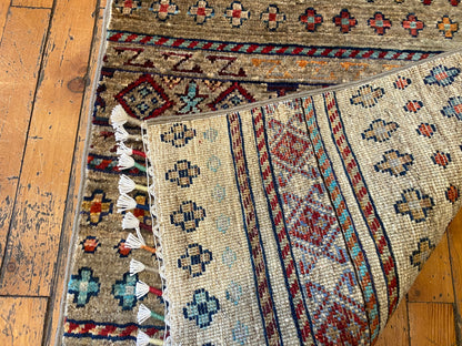 Geometric Entryway Carpet - Handmade Turkish Rug 2x3 ft