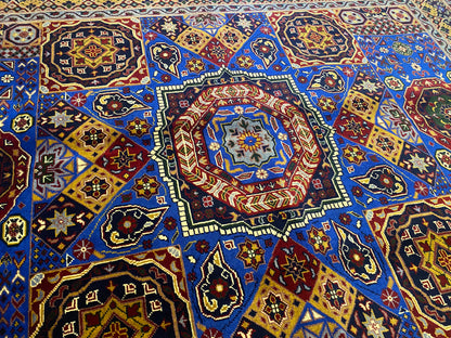 High-Quality Hand-Knotted Geometric Wool Rug, Oriental Style 5”x7”