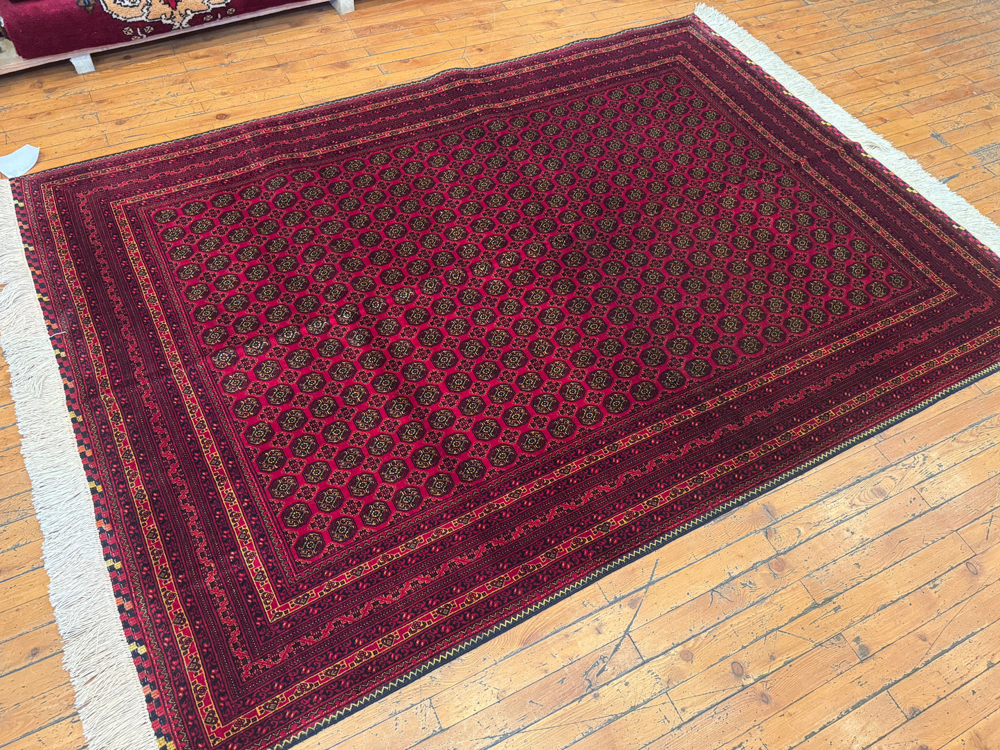 Dark Red Bukhara Natural Handmade Carpet 5x7ft Cappadocia Rug Collection