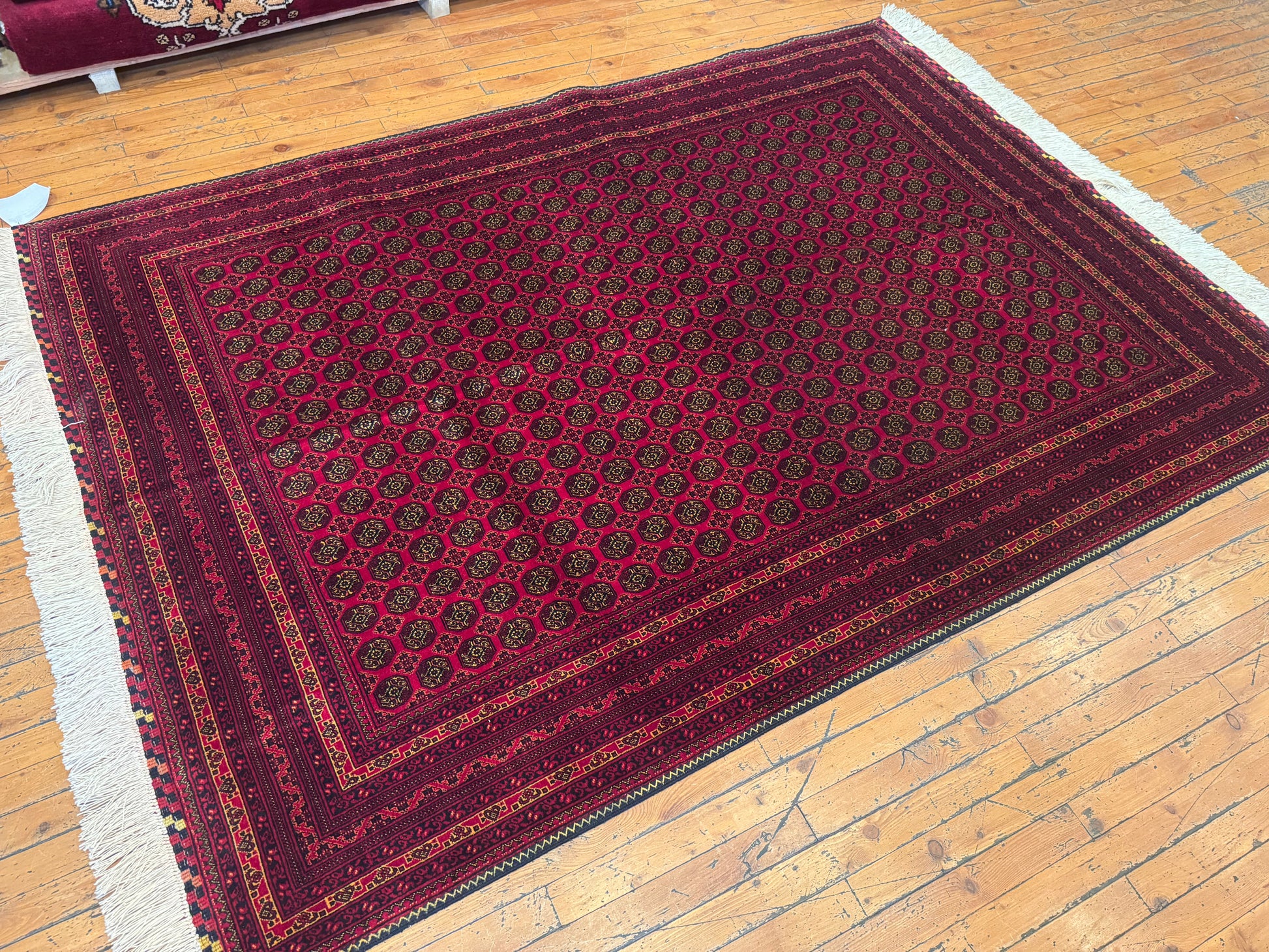 Dark Red Bukhara Natural Handmade Carpet 5x7ft Cappadocia Rug Collection