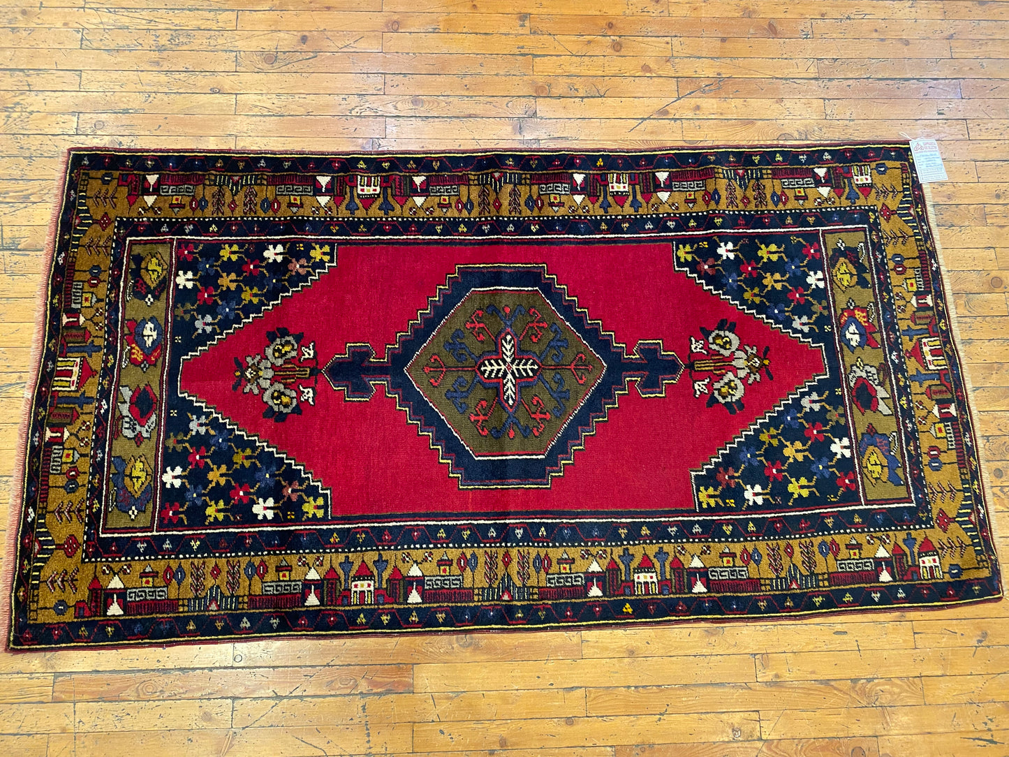 Turkish Wool Rug from Cappadocia ,Yahyali Pattern ,Double Knotted, Natural Dyes