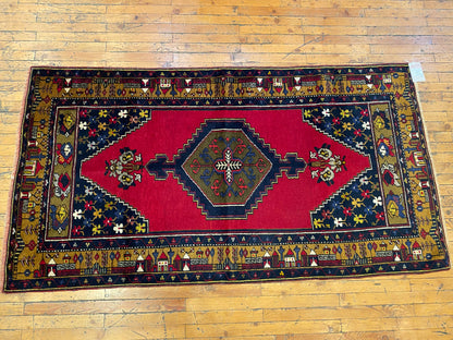 Turkish Wool Rug from Cappadocia ,Yahyali Pattern ,Double Knotted, Natural Dyes