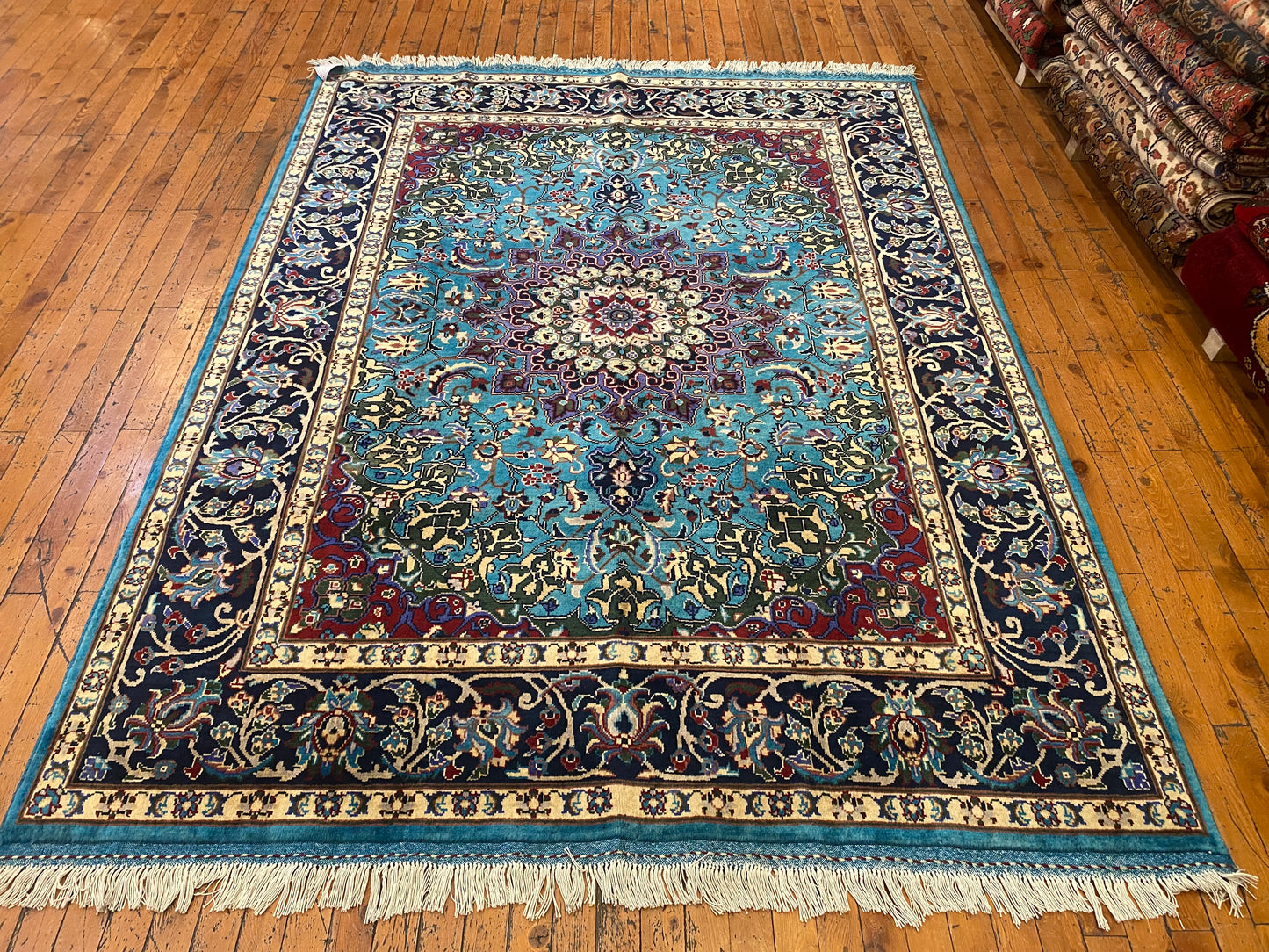 Hand-Knotted Wool Oriental Rug Featuring Geometric Design 5”x7”