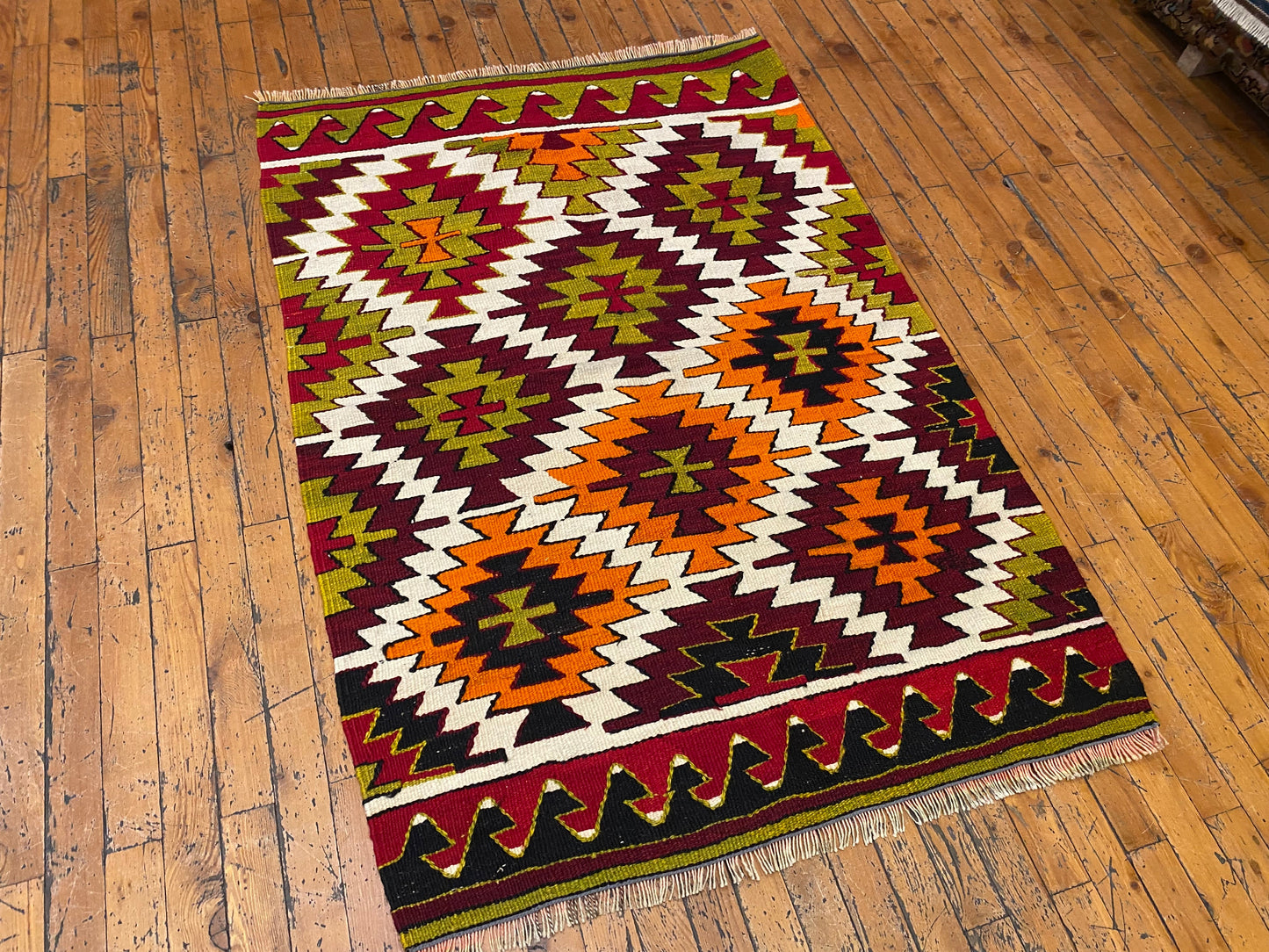 Colorful Wool Turkish Anatolian Kilim 3”x4” Cappadocia Rug Collection