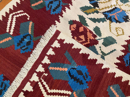 Handmade Cappadocia Kilim Rug 3x4ft - Authentic Turkish Flatweave