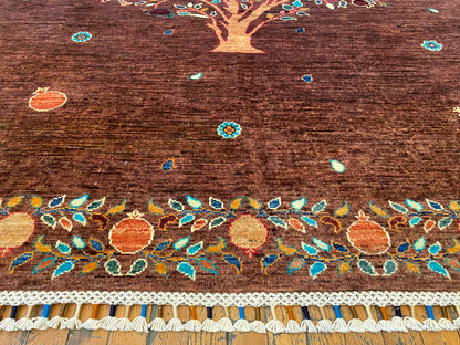 Hand Woven Brown Wool Carpet Natural Dye Handmade Oriental Rug 5x8 Ft