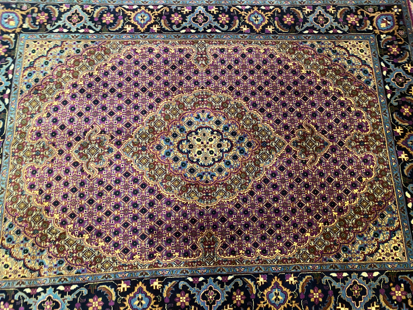 Geometric Design Handmade Wool Area Rug, Knotted Pile 5”x7”ft