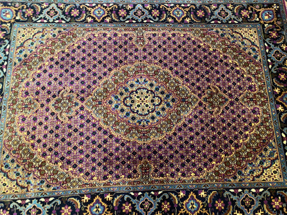 Geometric Design Handmade Wool Area Rug, Knotted Pile 5”x7”ft