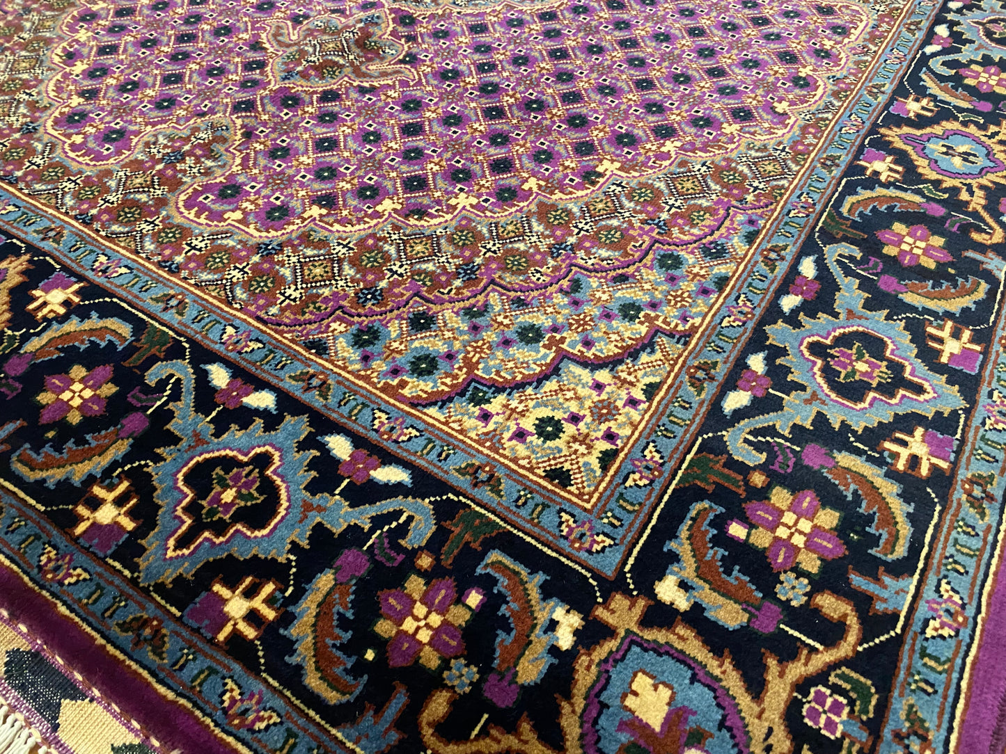 Geometric Design Handmade Wool Area Rug, Knotted Pile 5”x7”ft