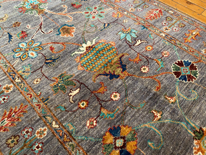 Gray Floral Handmade Rug 3x5ft 90x145cm - Premium Area Rug Cappadocia Rug Collection