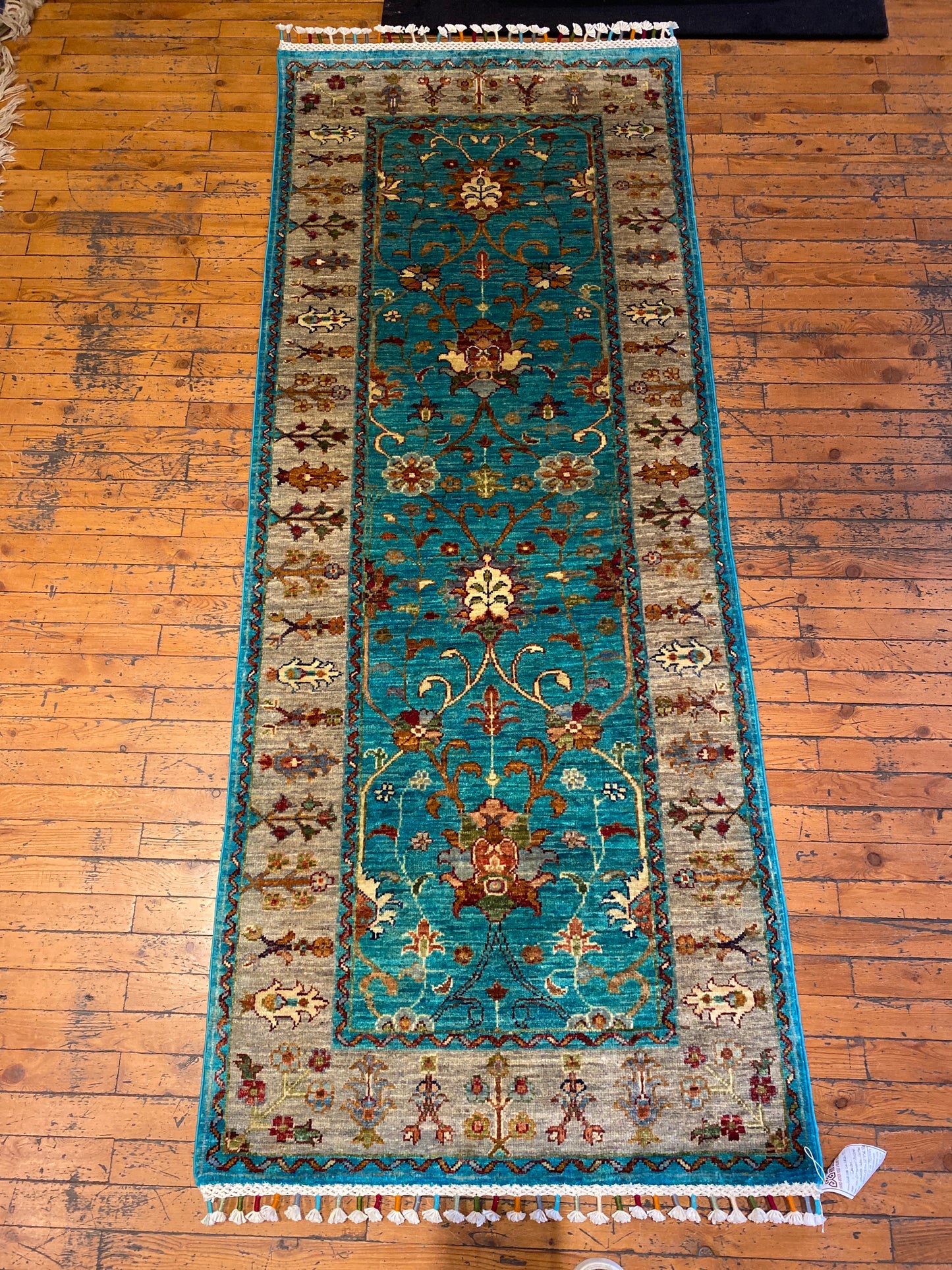 Turquoise Hallway Runner Rug 3”x7” Cappadocia Rug Collection