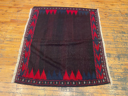 Antique Turkish Kilim Rug 4x4 ft | Handwoven Vintage Square Carpet
