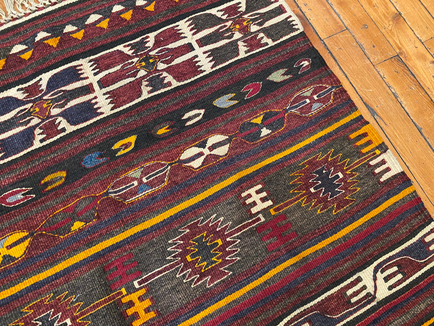 Turkish Wool Kilim Rug 3x4 ft - Handwoven Vintage Flatweave Carpet Cappadocia Rug Collection