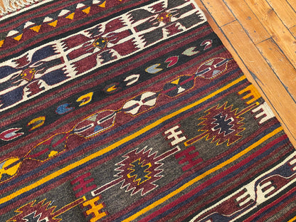 Turkish Wool Kilim Rug 3x4 ft - Handwoven Vintage Flatweave Carpet Cappadocia Rug Collection