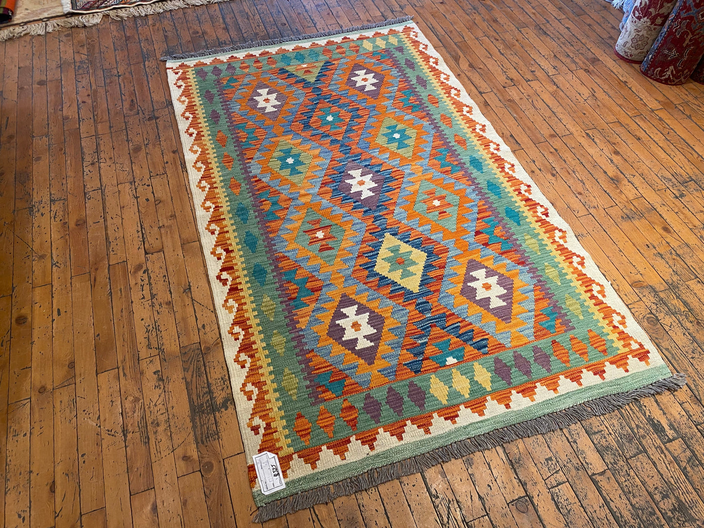 Geometric Handmade Kilim Rug 4x6 ft  - Authentic Anatolian Flatweave Cappadocia Rug Collection