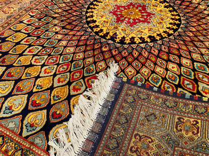 Hand-Knotted Wool Rug with Bold Geometric Pattern 5”x7”