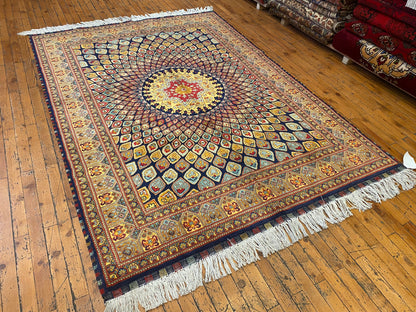 Hand-Knotted Wool Rug with Bold Geometric Pattern 5”x7”