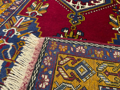 Handmade Anatolian Rug – Authentic Turkish Wool Carpet with Tribal & Geometric Design – Vintage Boho Area Rug 3x7ft