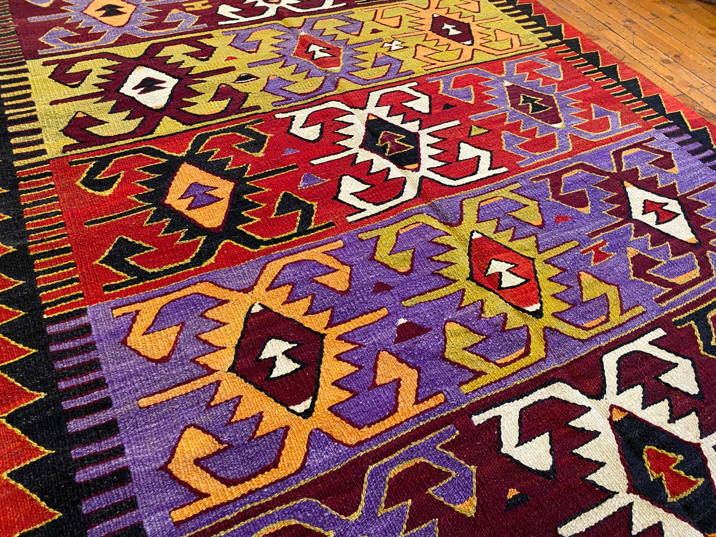 Anatolian Antique Handmade Kilim Rug - Vintage Turkish Wool Carpet 5x9.4 ft Cappadocia Rug Collection