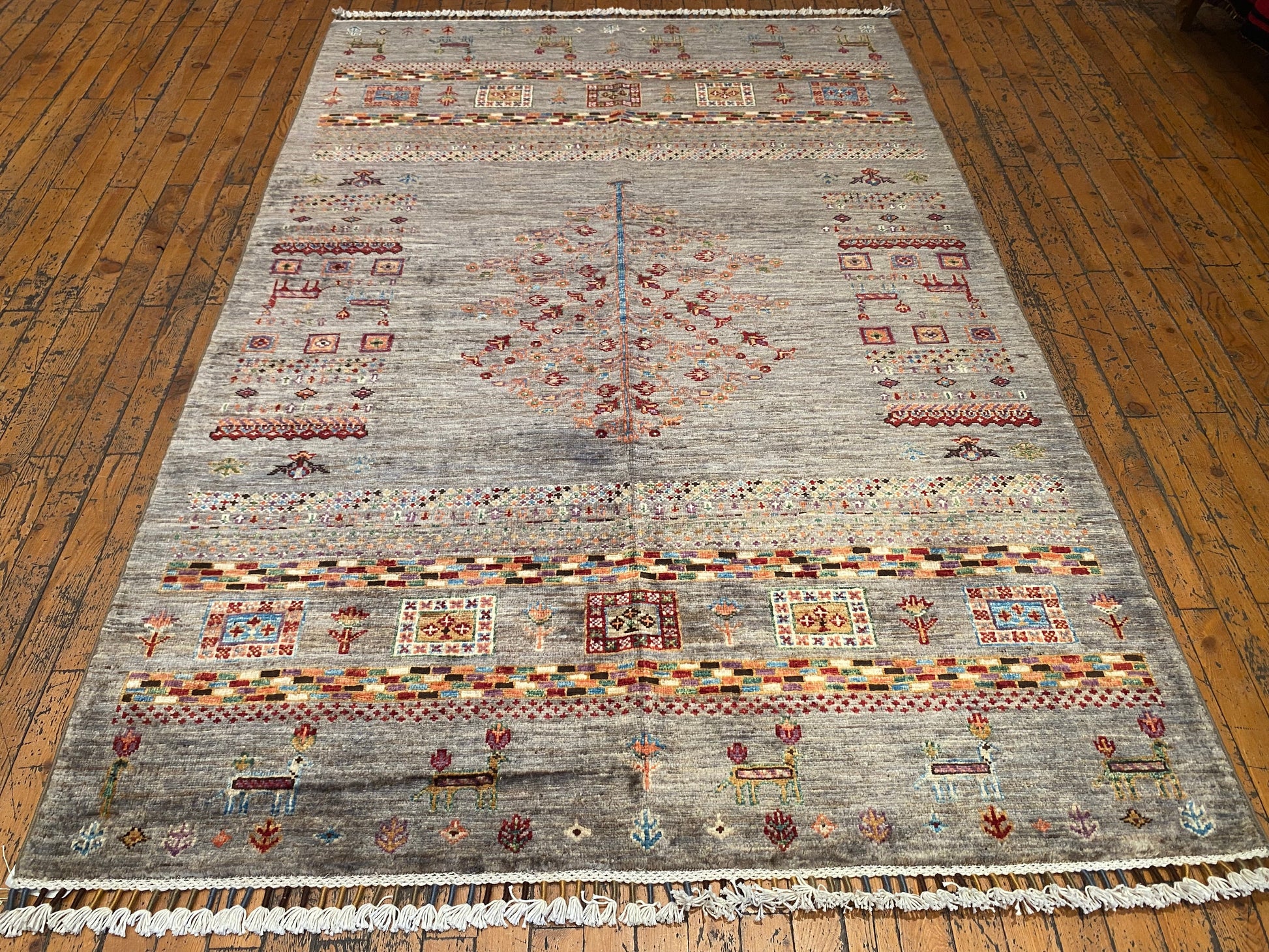 Gabbeh Rug 4x6 ft - Handwoven Wool Tribal Carpet 127x186cm Cappadocia Rug Collection