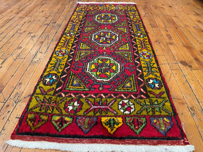 Antique Small Turkish Rug 2x5 - Vintage Handwoven Rug