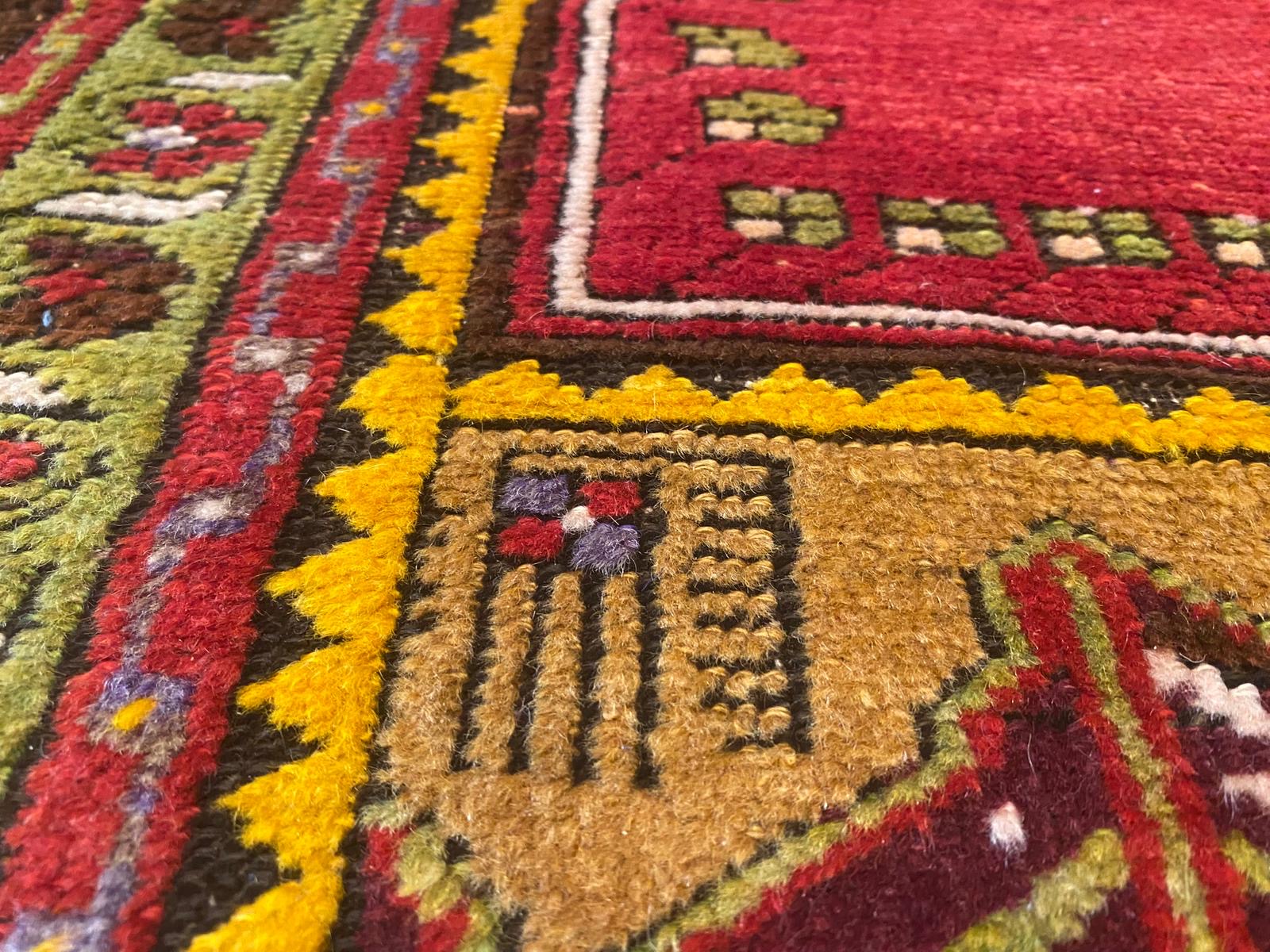 "Jelly Beans” "Canon"ViNTAGE TURKiSH RUG Authentic Anatolian Antique Rug Natural Dyes 4'4