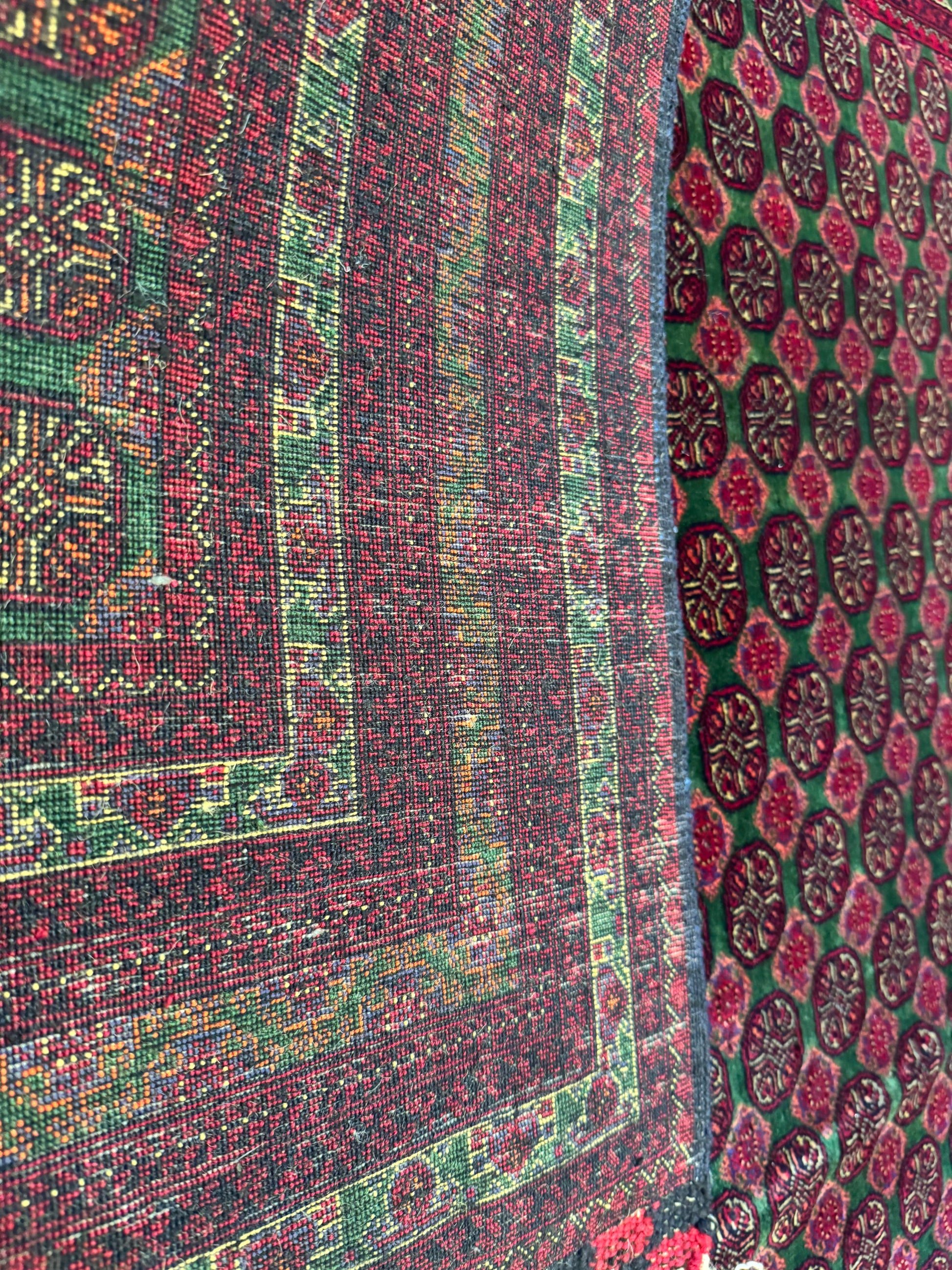 Deep Red Bukhara Hand-Knotted Wool Rug – Geometric Pattern Vintage Carpet 5x7ft Cappadocia Rug Collection