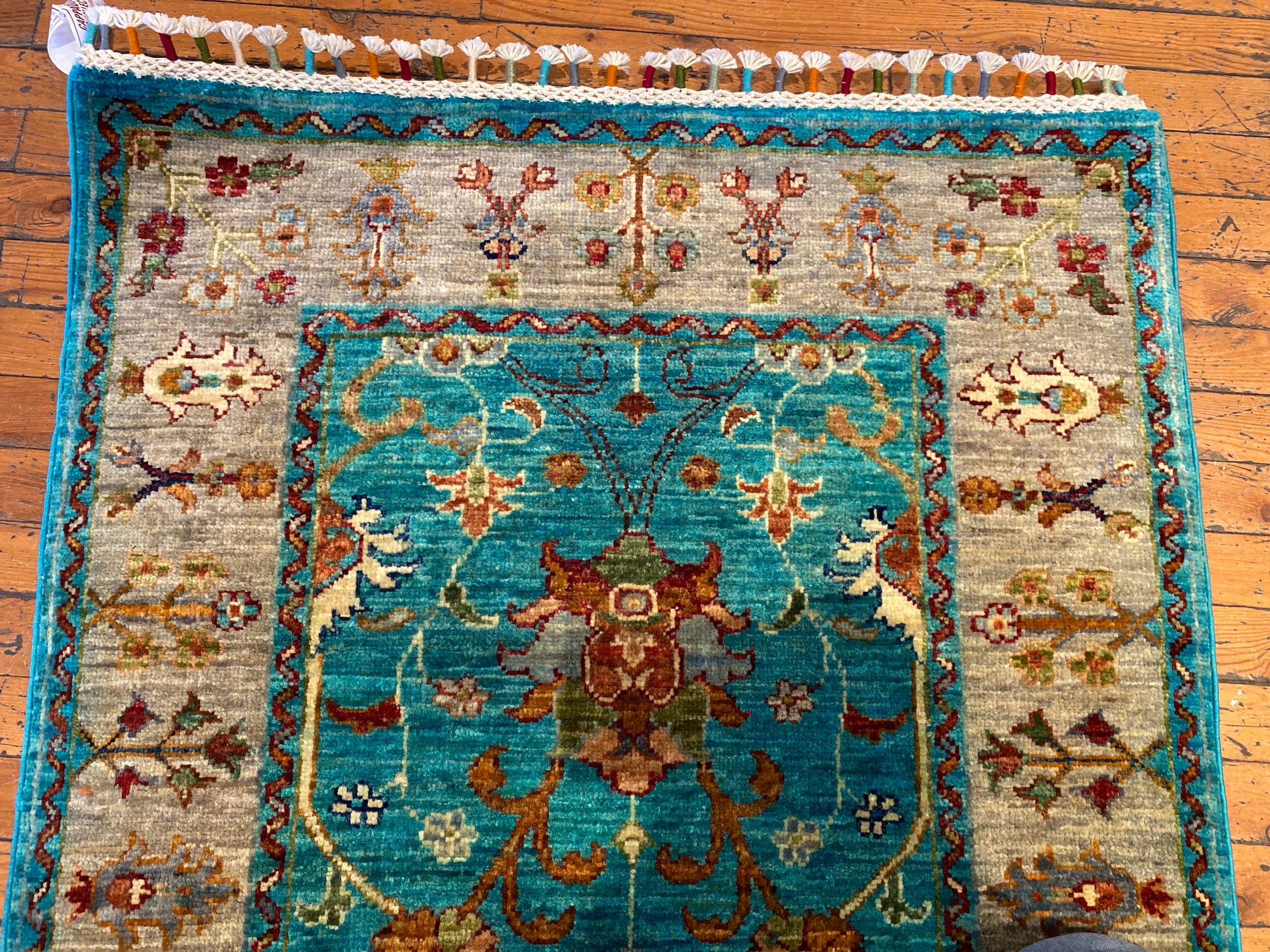 Turquoise Hallway Runner Rug 3”x7” Cappadocia Rug Collection