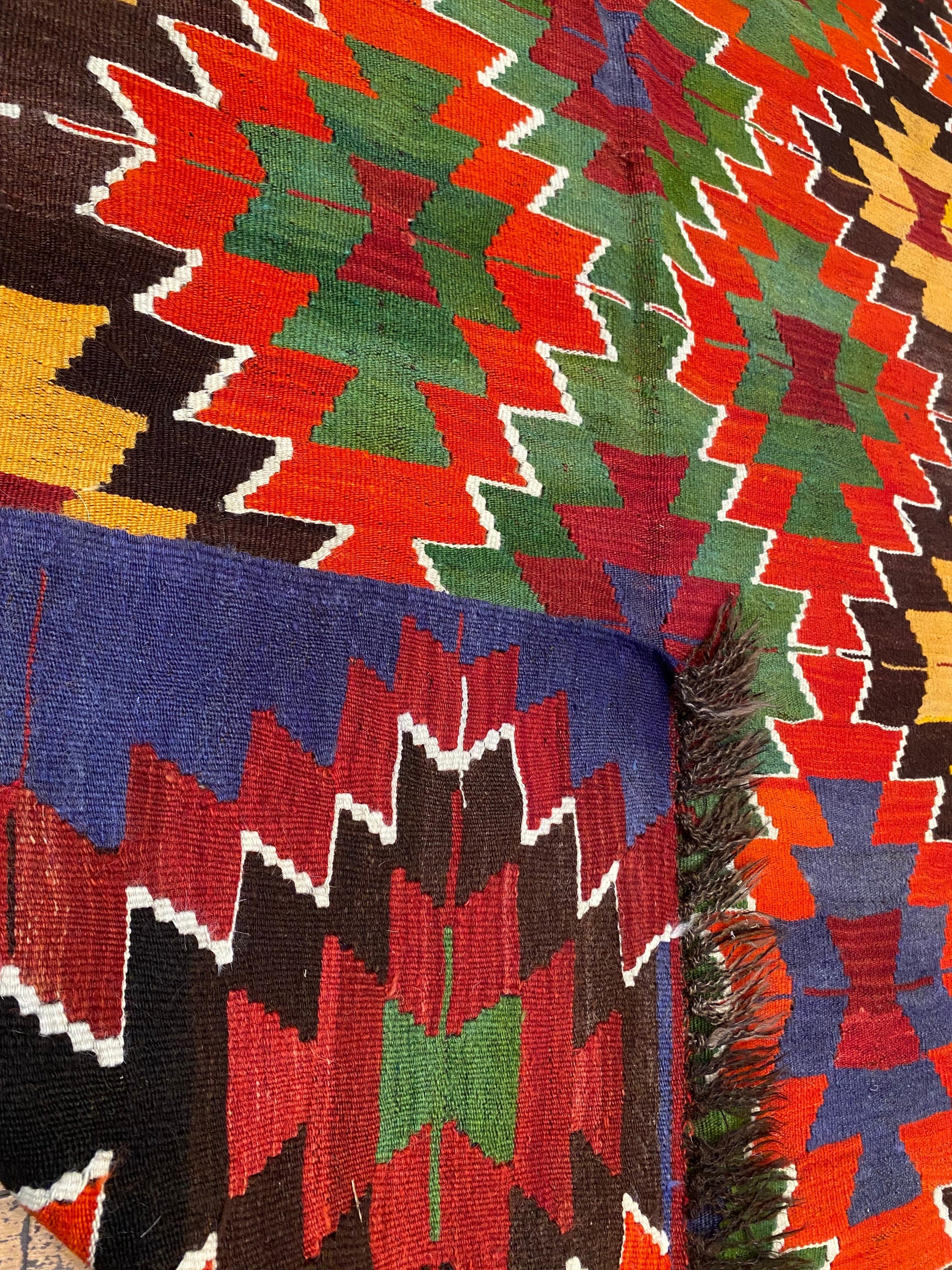 Colorful Geometric Handmade Kilim Rug Cappadocia Rug Collection