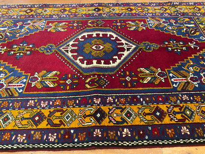 Handmade Anatolian Rug – Authentic Turkish Wool Carpet with Tribal & Geometric Design – Vintage Boho Area Rug 3x7ft