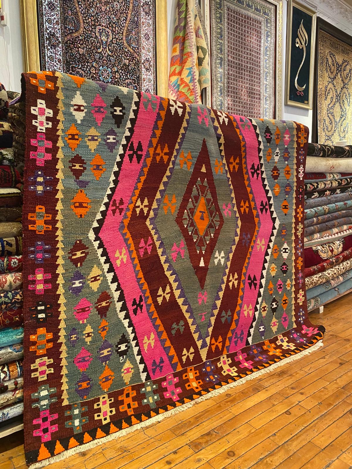 Turkish Nomad Kilim Rug | Handwoven Flatweave 5'5