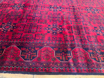 Handmade Burgundy Wool Rug – Geometric Pattern, Unique Design 5x7ft Cappadocia Rug Collection