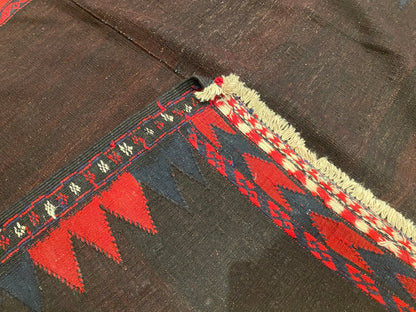 Antique Turkish Kilim Rug 4x4 ft | Handwoven Vintage Square Carpet
