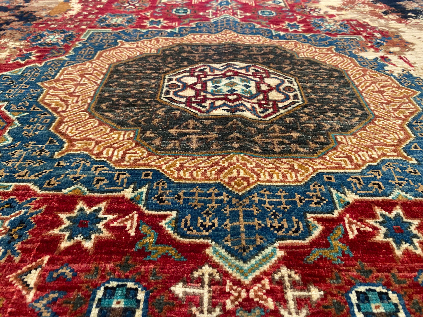 Colorful Geometric Handmade  Rug 4x6 ft (120x180 cm) - Natural Dye Wool Cappadocia Rug Collection