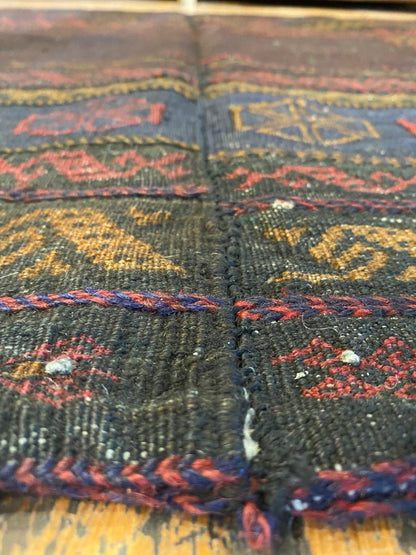 Authentic Square Antique Kilim Rug 4'2"x3'9" - Handwoven Turkish Vintage Carpet