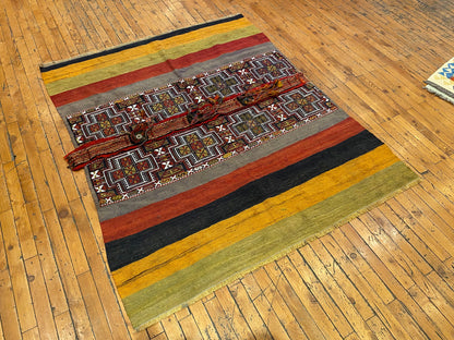 Vintage Turkish Kilim Rug 4"x5" - Handwoven Wool Carpet Cappadocia Rug Collection