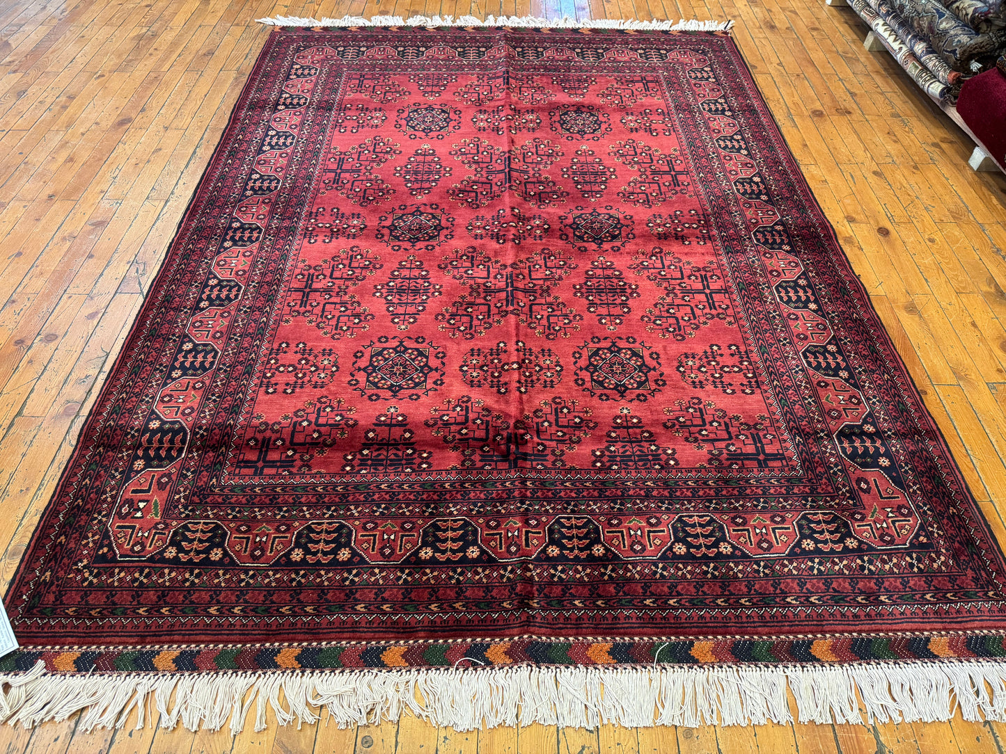 Dark Red Hand-Knotted Natural Carpet 5x6.5ft Cappadocia Rug Collection