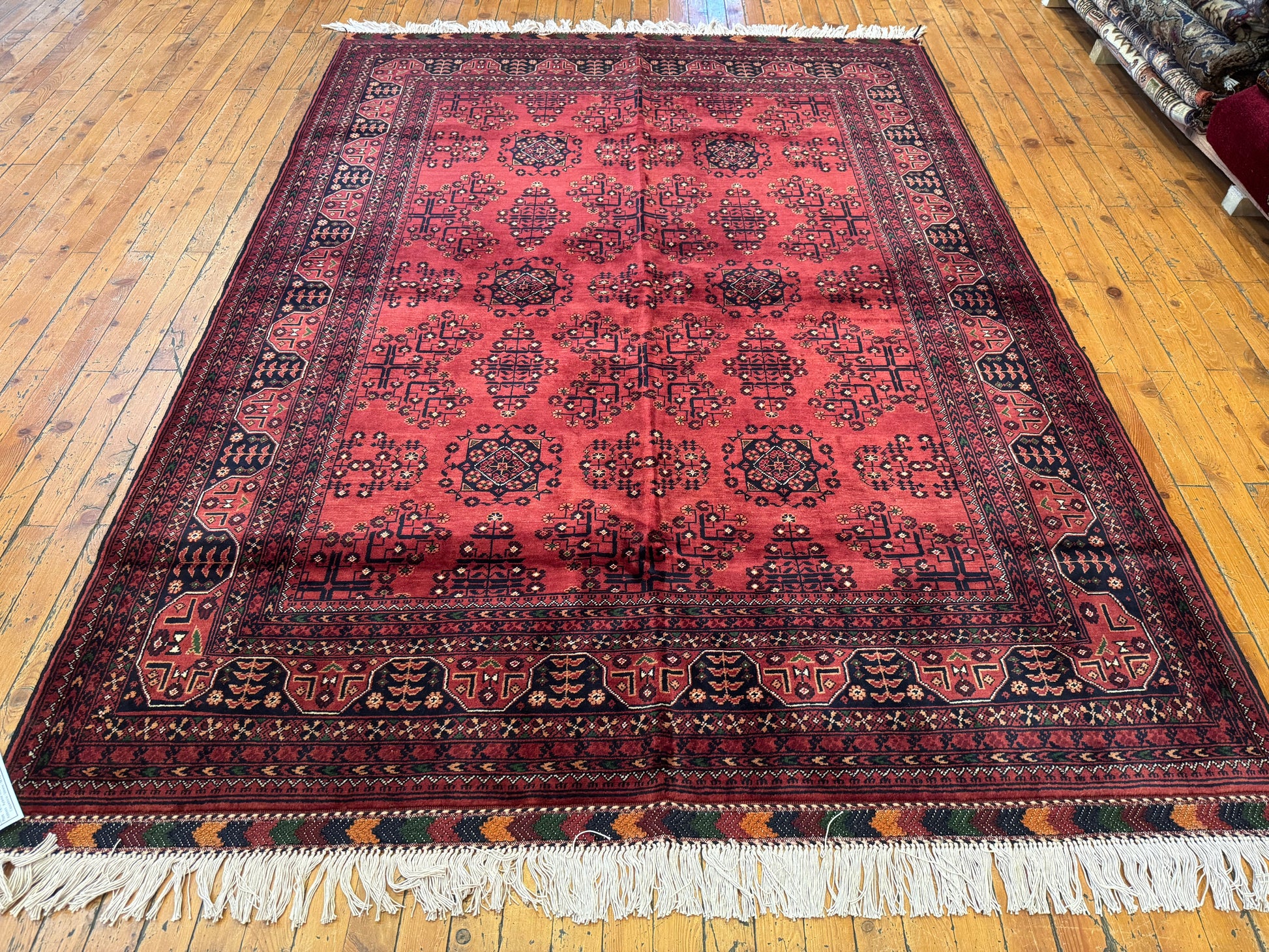 Dark Red Hand-Knotted Natural Carpet 5x6.5ft Cappadocia Rug Collection