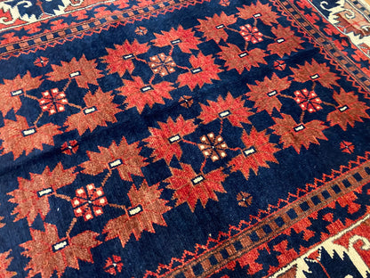 Geometric Handwoven Area Turkish Rug 4x6ft