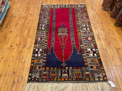 Anatolian Turkish Handmade Rug 4x7 ft - Vintage Wool Carpet Cappadocia Rug Collection
