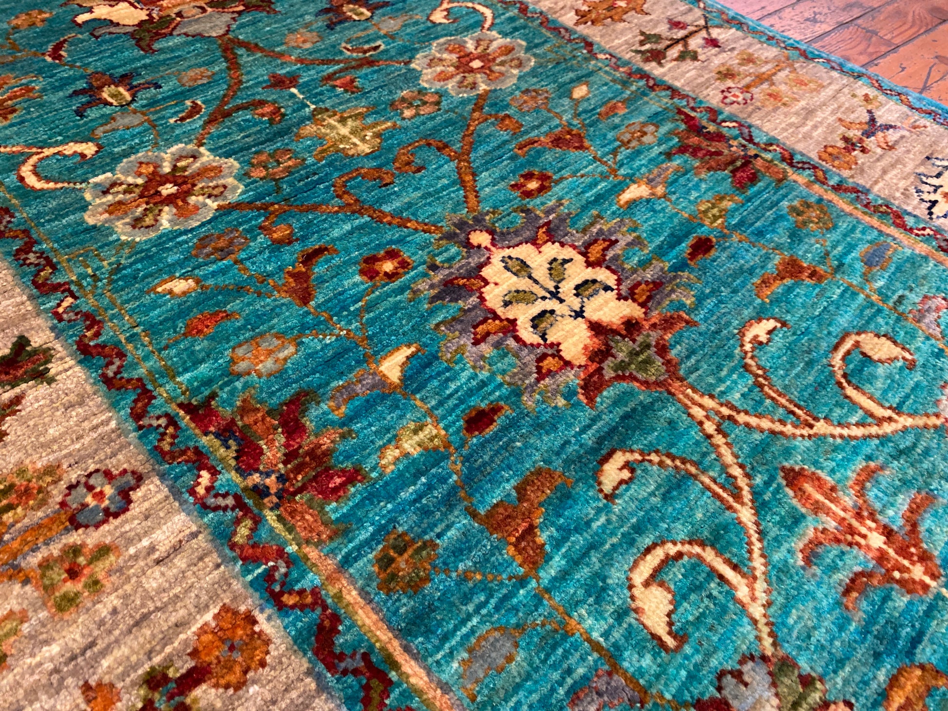 Turquoise Hallway Runner Rug 3”x7” Cappadocia Rug Collection