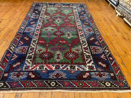 Geometric Pattern Turkish Dosemealti Handmade Green Bacground Area Carpet Cappadocia Rug Collection