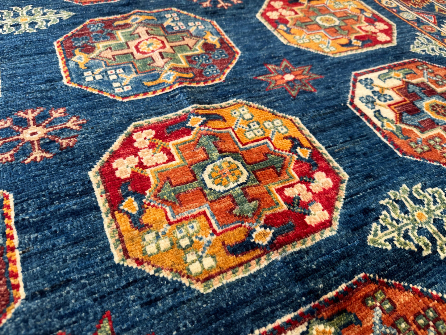 Handwoven Blue Luxury Wool Rug 5x7ft – Geometric Design for Traditional & Modern Decor Cappadocia Rug Collection