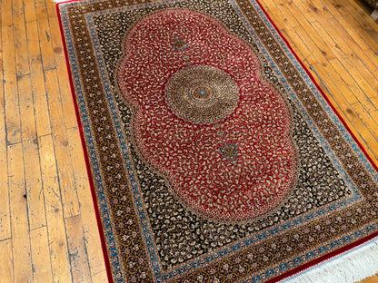 Luxury Turkish Red Silk Rug - Premium Rug 3'2"x4'9" (100x150cm) Cappadocia Rug Collection