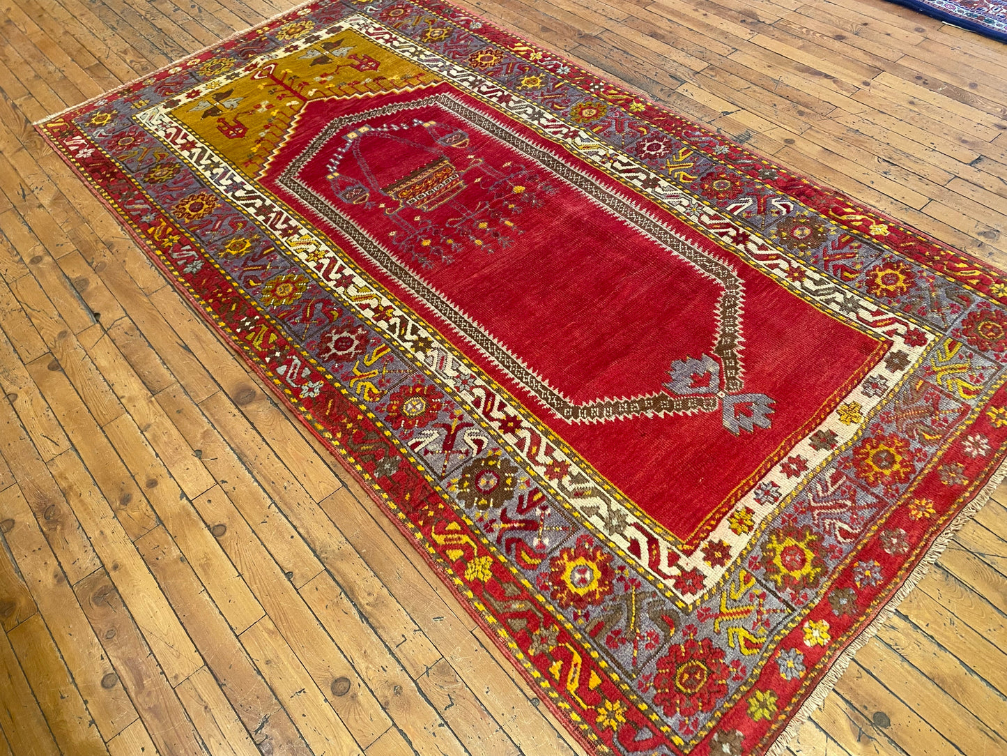 Antique Turkish Anatolian Handmade Rug 4x7 ft | Vintage Carpet Cappadocia Rug Collection