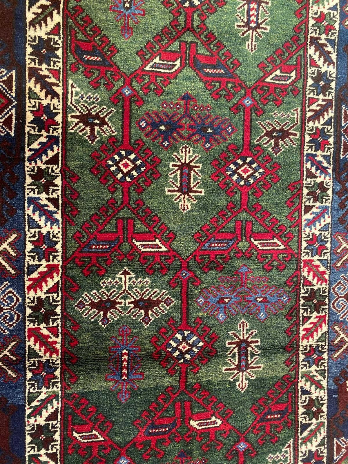 Geometric Pattern Turkish Dosemealti Handmade Green Bacground Area Carpet Cappadocia Rug Collection